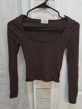 Sunday Best Brown Long Sleeve Scoop Neck Tee